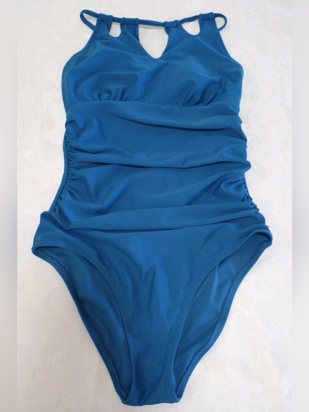 NWT Cupshe Deep Teal One-Piece Swimsuit with Drawstring Detail Size Medium